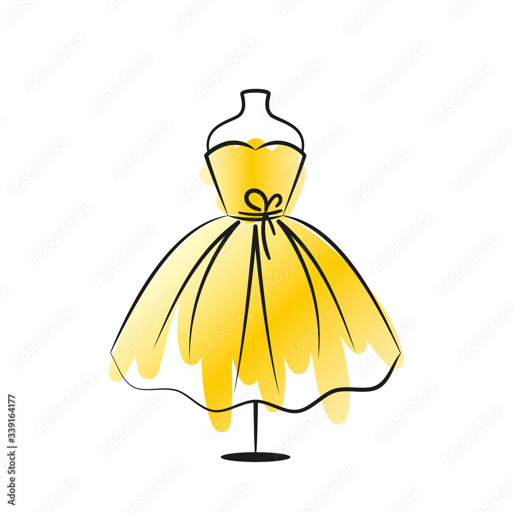 Vecteur Stock Elegant yellow dress on a hanger. The symbol can be used ...