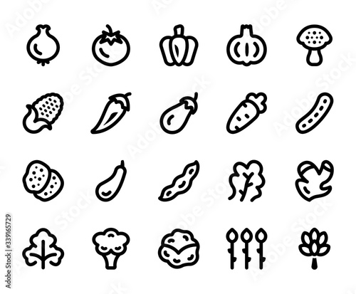 Vegetable Icon Set - vector illustration . (Black Series)