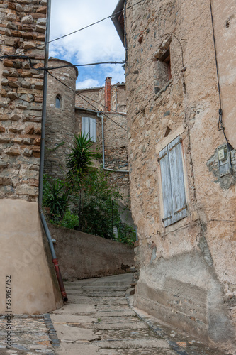 Fototapeta Naklejka Na Ścianę i Meble -  Roquebrun Languedoc France. Countrytown. Little alley