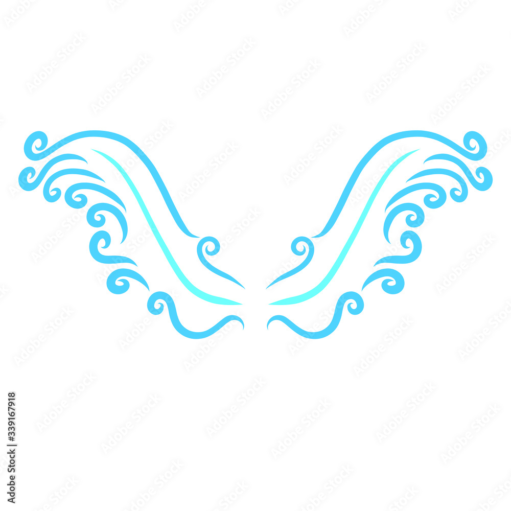 two graceful blue wings of curls, pattern