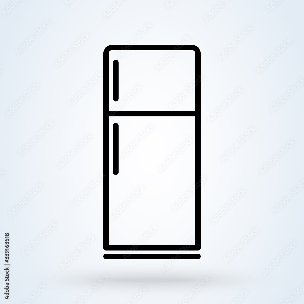 Fridge freezer refrigerator icon. Line Art symbol vector illustration