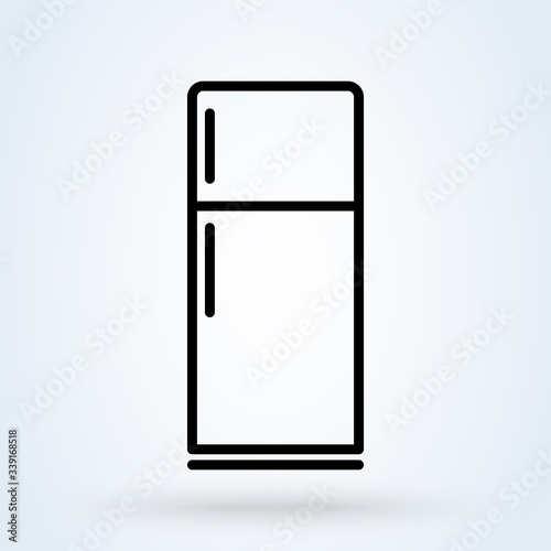 Fridge freezer refrigerator icon. Line Art symbol vector illustration