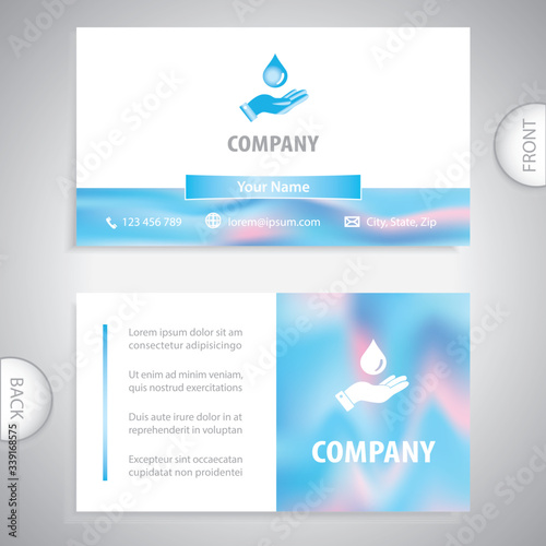 business card - Personal hygiene and disease prevention. Antibacterial cleaning agents. Consultation of healthy lifestyle.