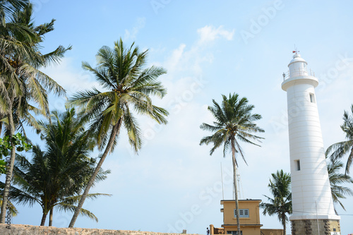 Galle, Sri Lanka - March 13, 2019: View to Galle Fort Lighthouse