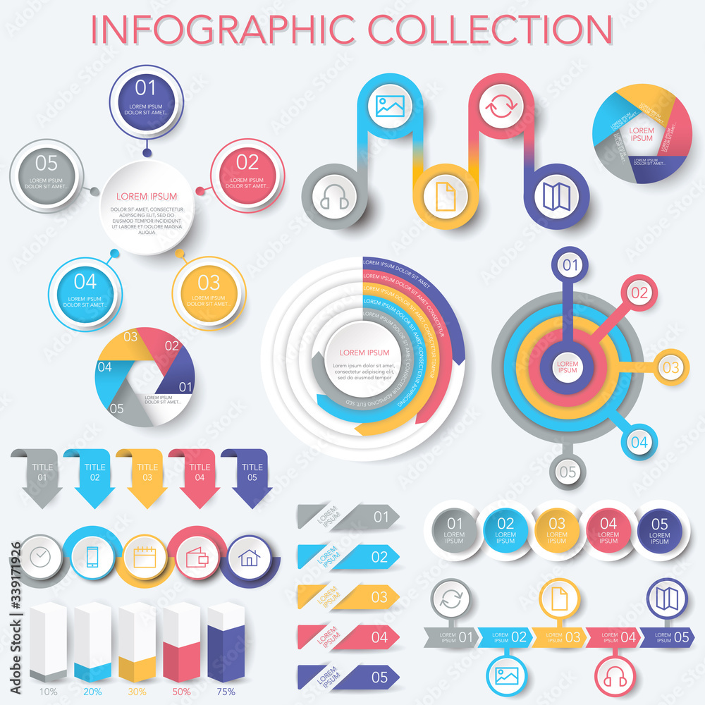 Infographic Collection - Data Analysis, Charts, Graphs - vector