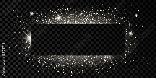Silver rectangle frame with glitter