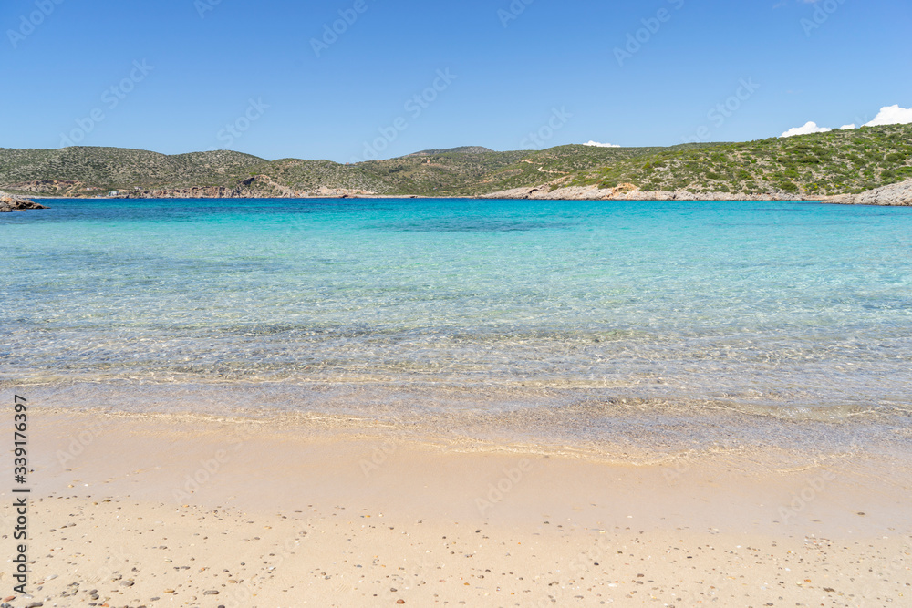 Remote beach in Greece with beautiful crystal clean water.