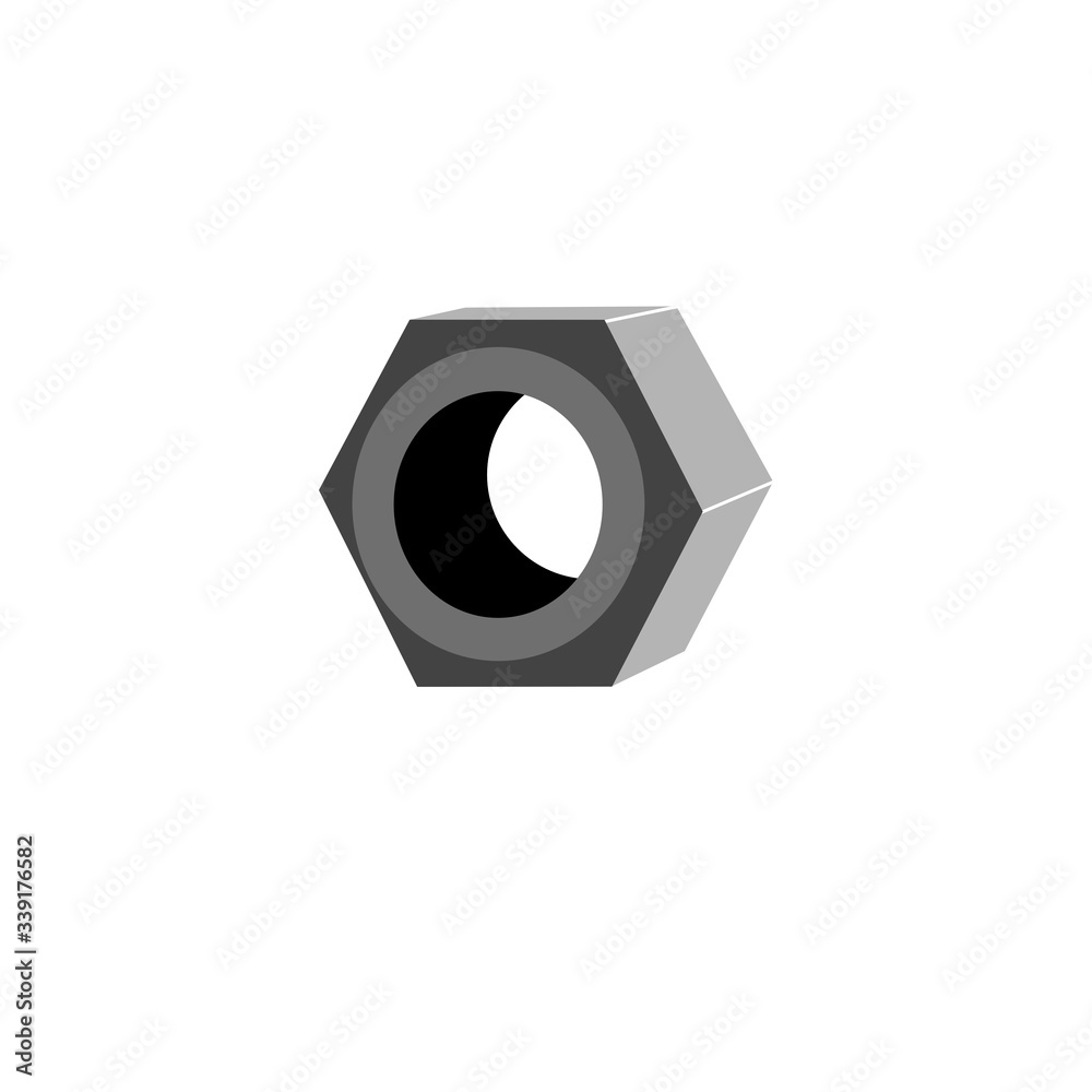 Steel nut icon. Bolt. Silhouette vector design. Steel nut icon. Bolt. Silhouette vector design.