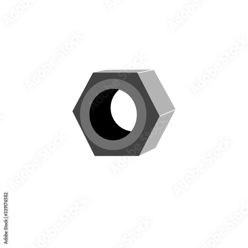 Steel nut icon. Bolt. Silhouette vector design.