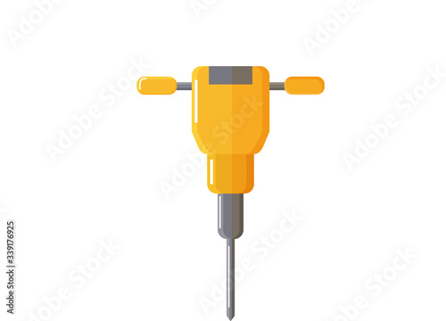 Auger or drill for work in factories or industrial enterprises. Isolated icon of machinery used for making holes. Industrial tool or element for mining. Borehole device, vector in flat style