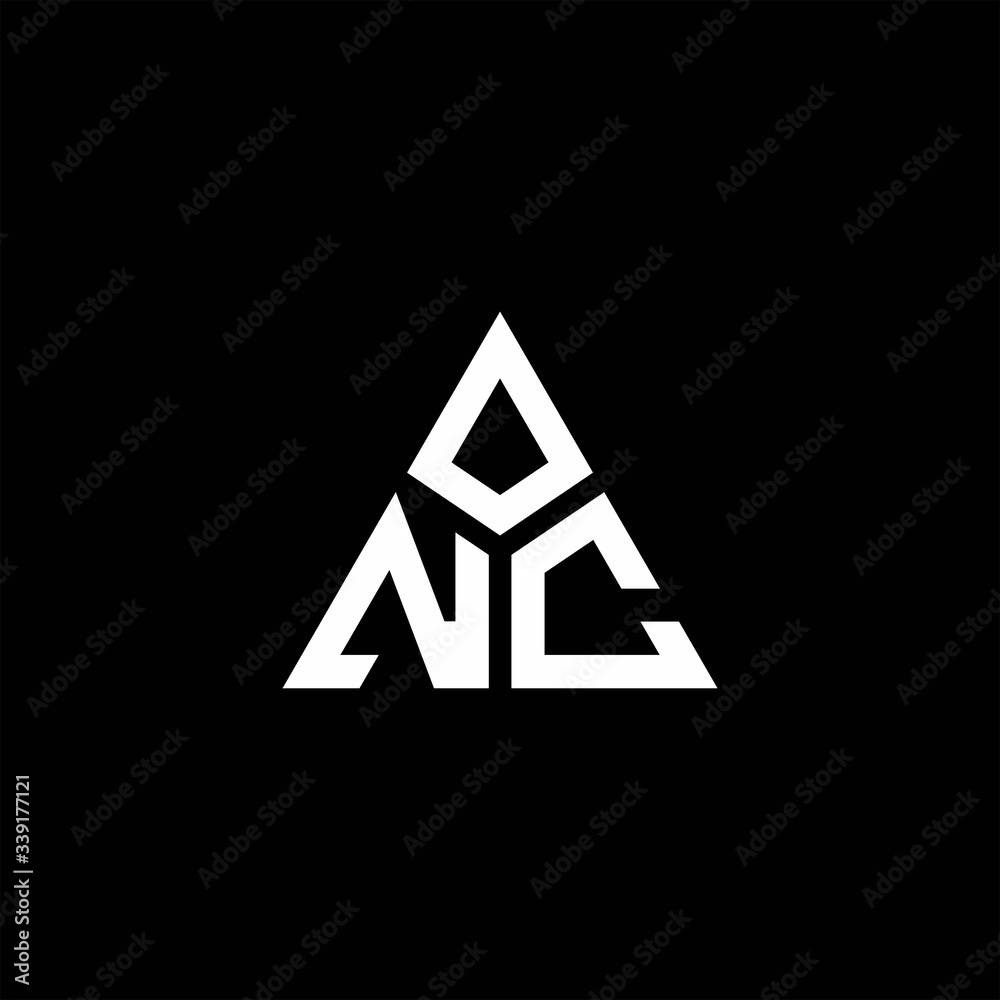 NC monogram logo with 3 pieces shape isolated on triangle NC monogram logo with 3 pieces shape isolated on triangle