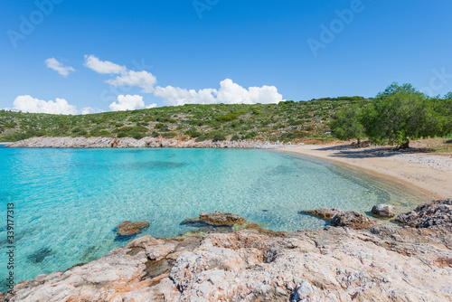 Fototapeta Naklejka Na Ścianę i Meble -  The best beach on Chios island, Agia Dynami beach.