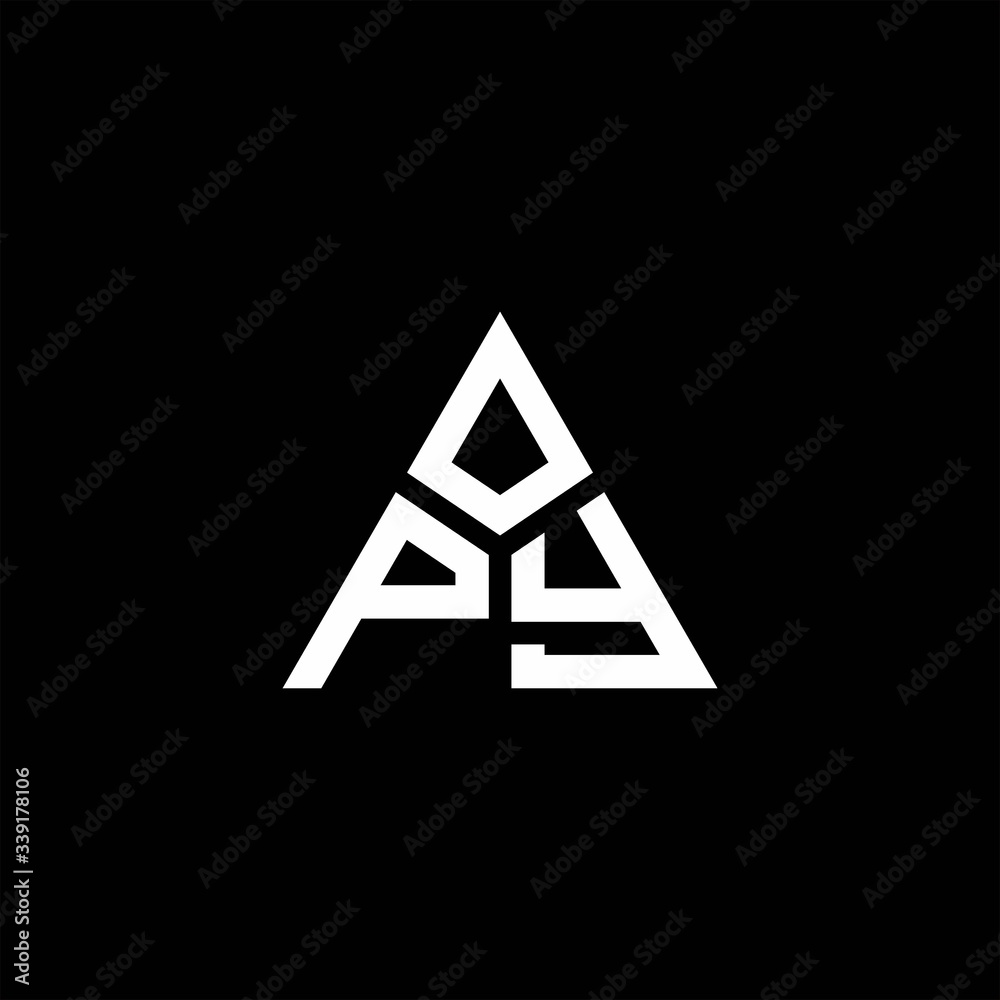 PY monogram logo with 3 pieces shape isolated on triangle PY monogram logo with 3 pieces shape isolated on triangle