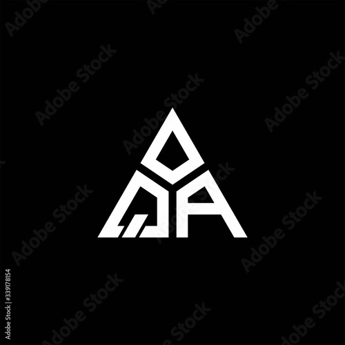QA monogram logo with 3 pieces shape isolated on triangle