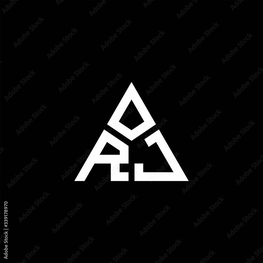 RJ monogram logo with 3 pieces shape isolated on triangle RJ monogram logo with 3 pieces shape isolated on triangle