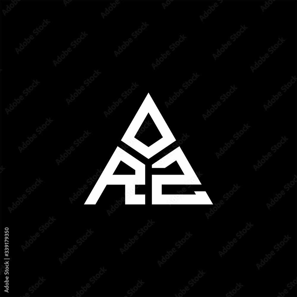 RZ monogram logo with 3 pieces shape isolated on triangle RZ monogram logo with 3 pieces shape isolated on triangle