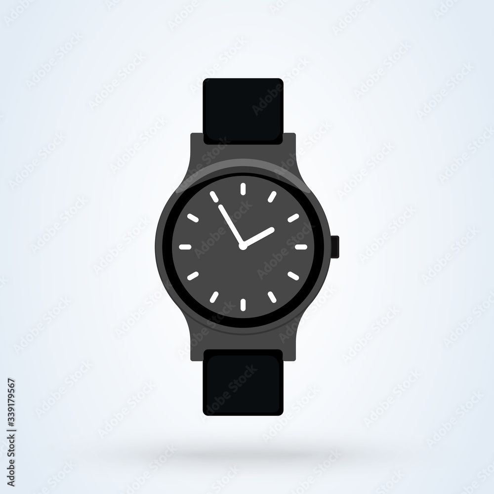 Flat modern and classic wrist watch. flat design illustration Flat modern and classic wrist watch. flat design illustration
