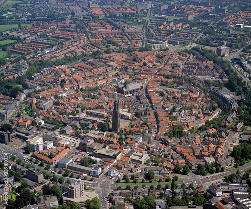 Amersfoort, Holland, July 11 - 1990: Historical aerial photo of the city Amersfoort