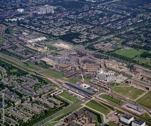 Lelystad, Holland, July 12- 1990: Historical aerial photo of the city Lelystad in the province Flevoland © Picture Partners