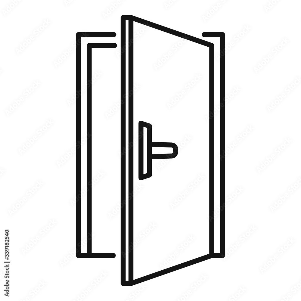 Steel open door icon. Outline steel open door vector icon for web