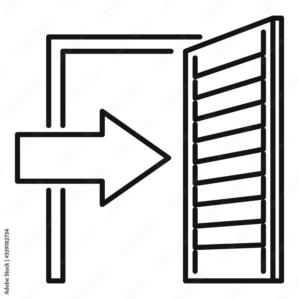 Open wood door icon. Outline open wood door vector icon for web design isolated on white background Open wood door icon. Outline open wood door vector icon for web design isolated on white background