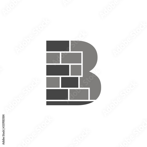 Letter B logo design shape brickwork template vector
