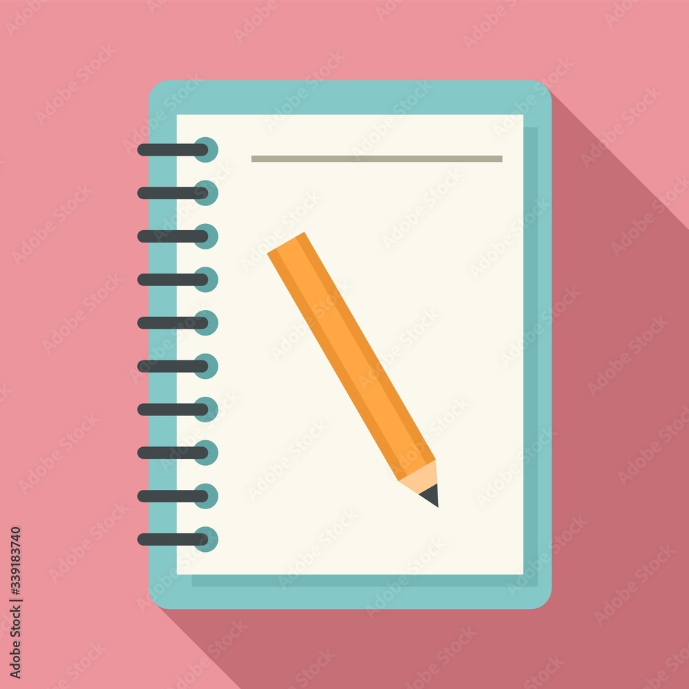 Lesson pencil notebook icon. Flat illustration of lesson pencil notebook vector icon for web design