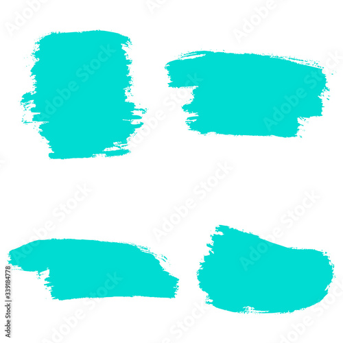 Turquoise brush strokes vector set