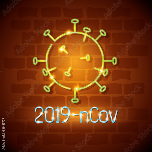 particle 2019 ncov of neon light vector illustration design