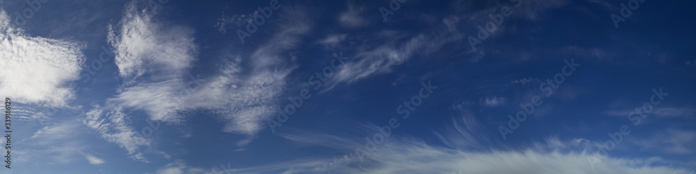 Blue sky with white clouds, natural backgrounds, panoramic sky	