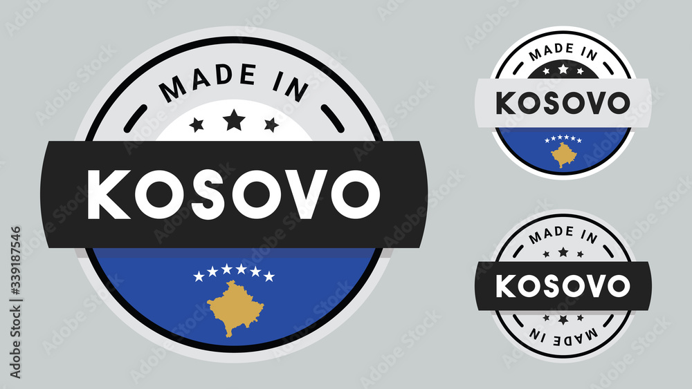 Made in Kosovo collection for label, stickers, badge or icon with Kosovo flag symbol.