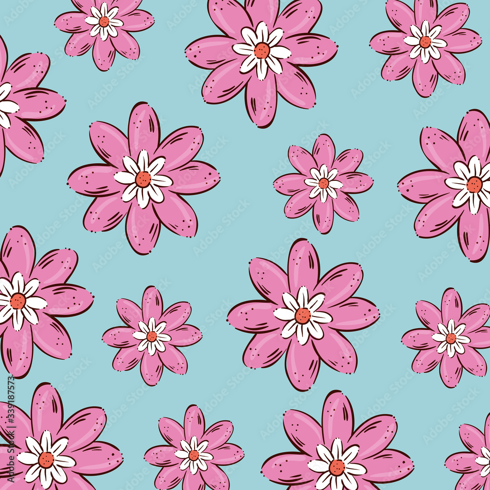 Fototapeta premium pink flowers background design, natural floral nature plant ornament garden decoration and botany theme Vector illustration