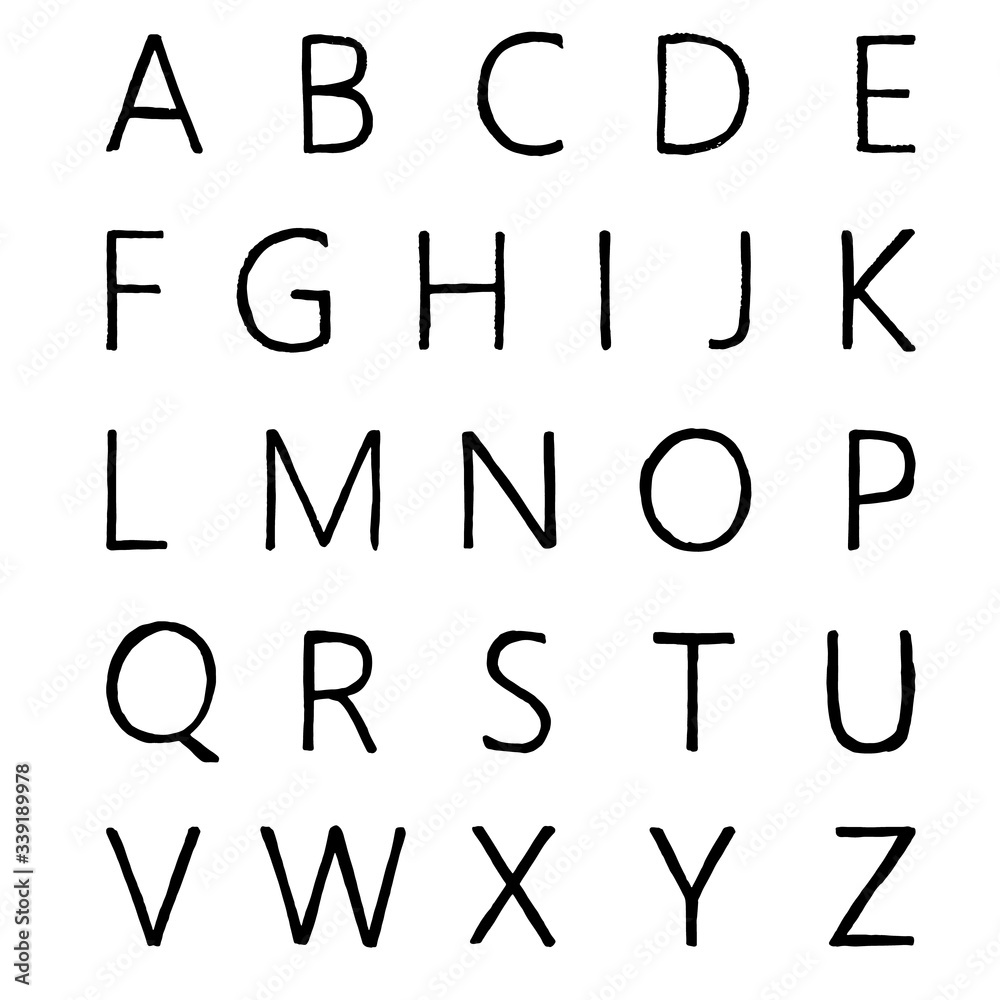 hand drawn alphabet doodle isolated on white hand drawn alphabet doodle isolated on white