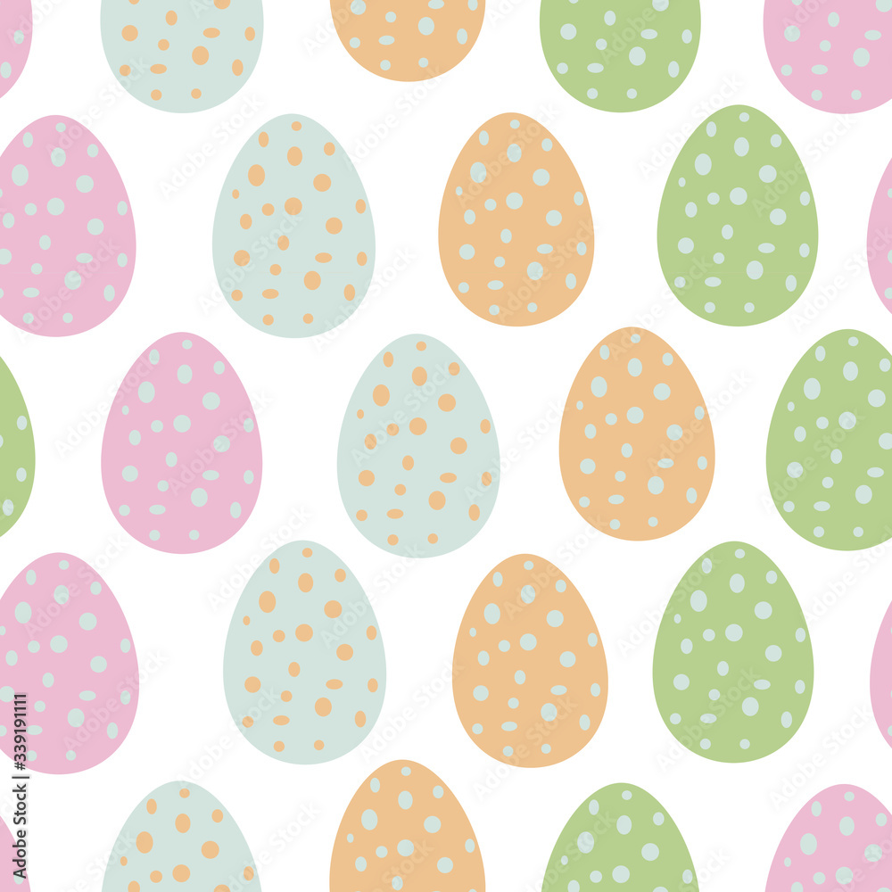 Pastel pink and mint easter eggs with dots seamless pattern. Pastel pink and mint easter eggs with dots seamless pattern.