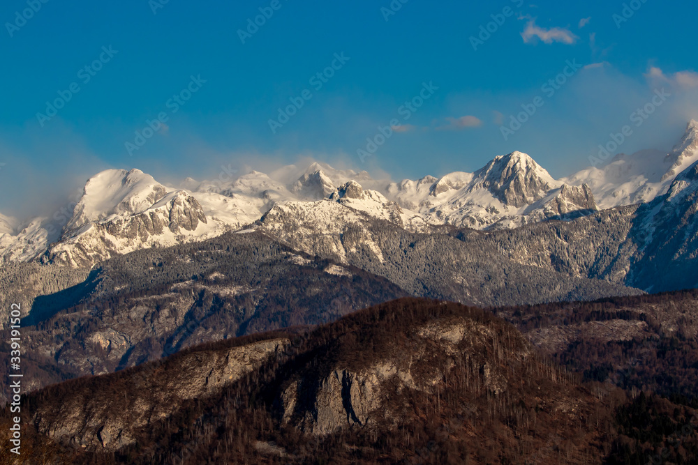 View towards Julian alps, from Bohinj valley