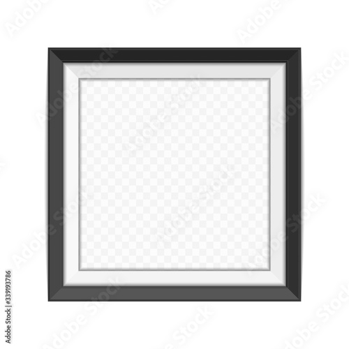 Realistic photo frame template isolated on white background. Black, blank picture frames for A4 image or text. Modern design element for you product mock-up or presentation. Vector illustration EPS 10