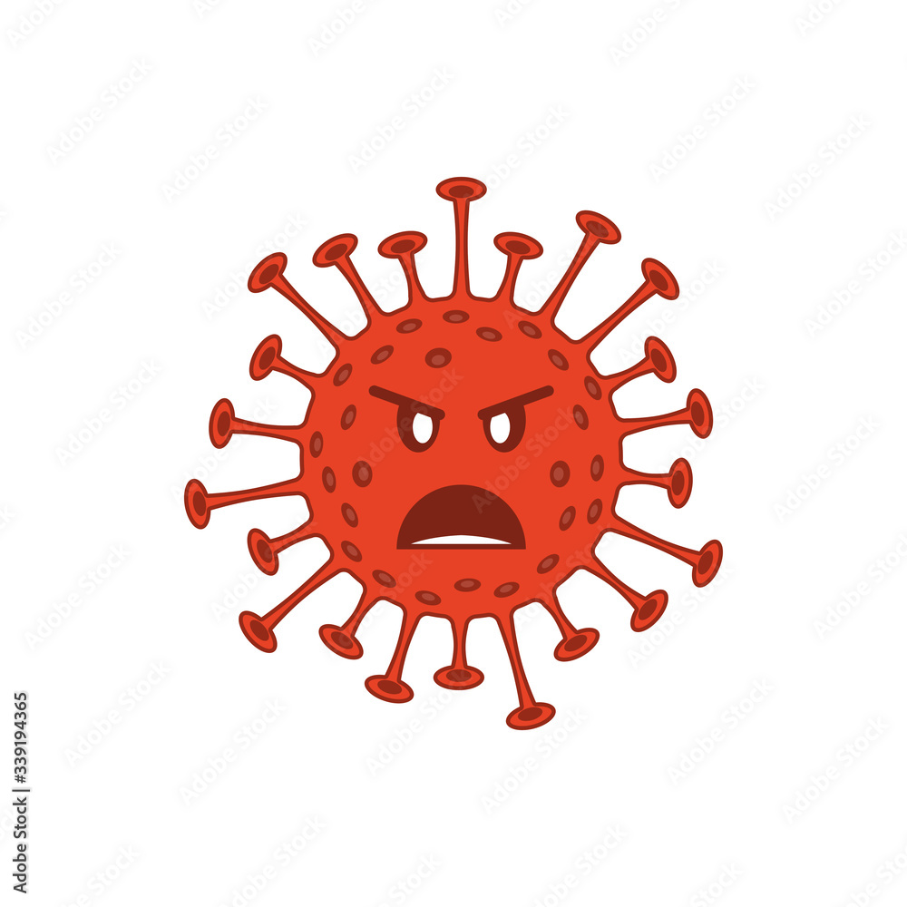 Angry Corona virus icon in flat style. Biological hazard risk symbol. Coronavirus covid-19 microbe set isolated on white background. Influenza pandemic, Medicine, health or healthcare concept. Angry Corona virus icon in flat style. Biological hazard risk symbol. Coronavirus covid-19 microbe set isolated on white background. Influenza pandemic, Medicine, health or healthcare concept.