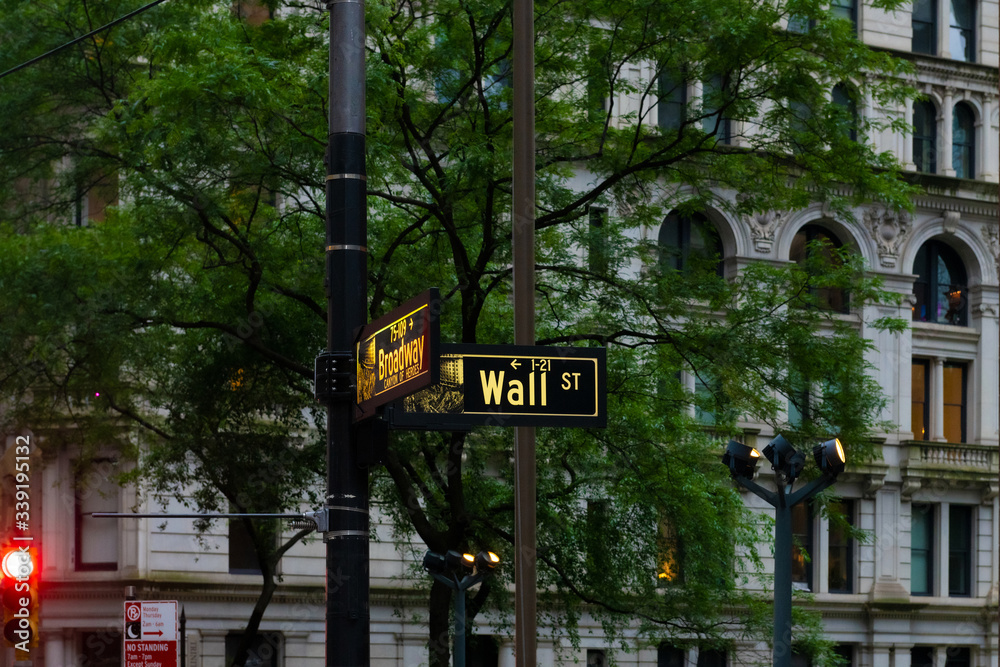 Wall street direction sign New York City Wall street direction sign New York City