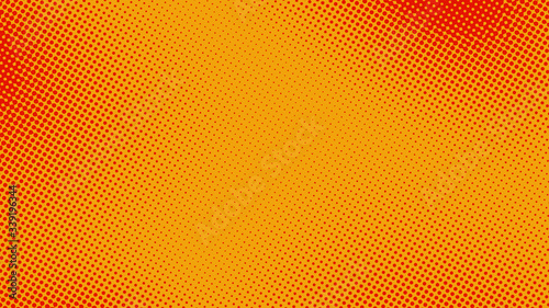 Red and oragne pop art background with halftone polka dots in retro comic style, vector illustration template eps10