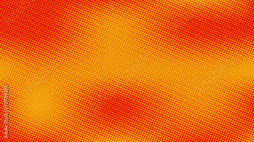Red and oragne pop art background with halftone dots in retro comic style  template for design