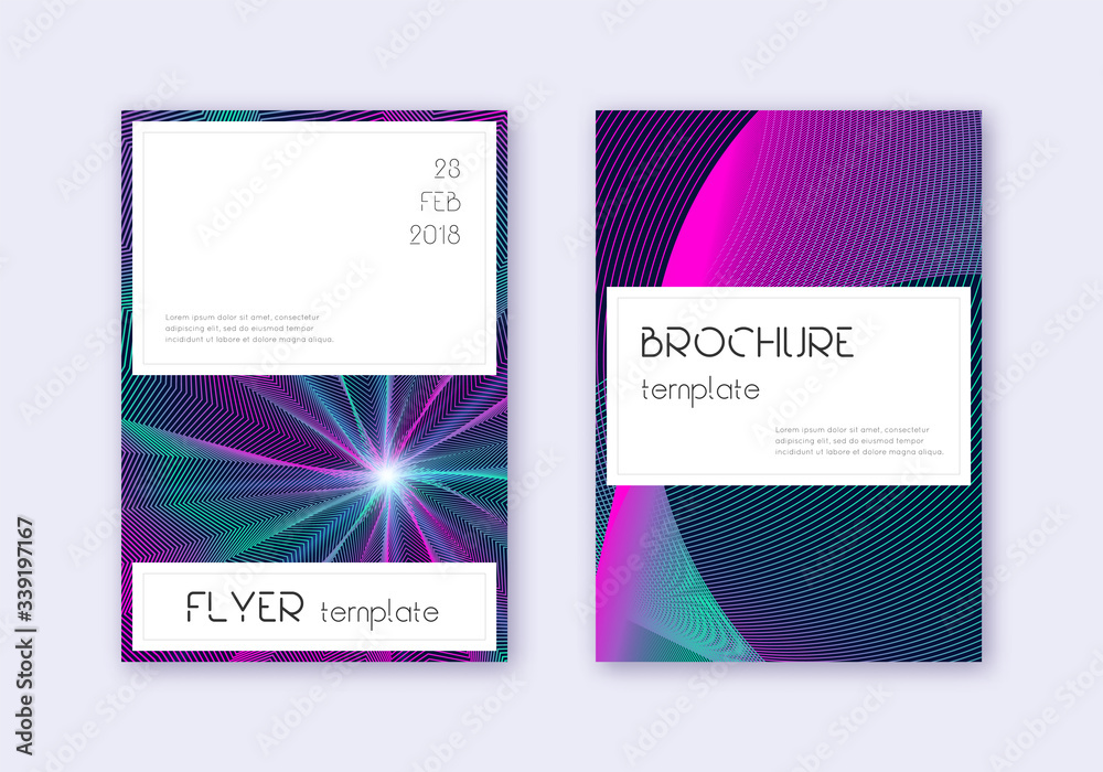 Fototapeta premium Stylish cover design template set. Neon abstract l