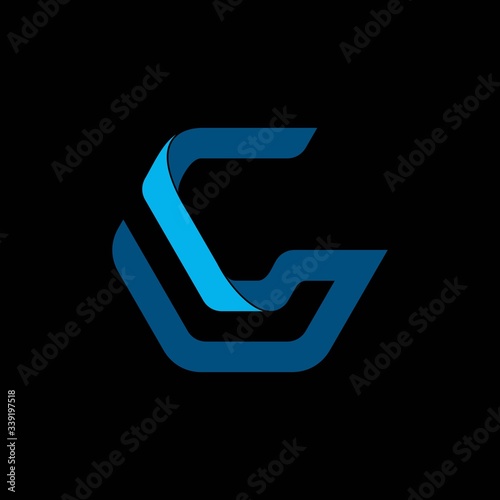 simple typography CL hexagonal type vector logo