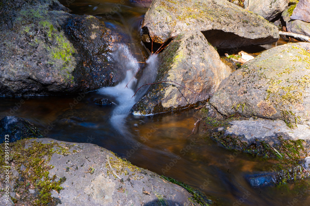 The stream in the spring. Photo of scandinavian nature. Swedish forest. The stream in the spring. Photo of scandinavian nature. Swedish forest.