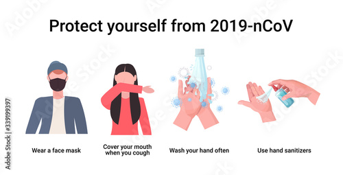 basic protective measures against coronavirus protect yourself from 2019-nCoV healthcare concept Important information guidance to stay healthy horizontal vector illustration