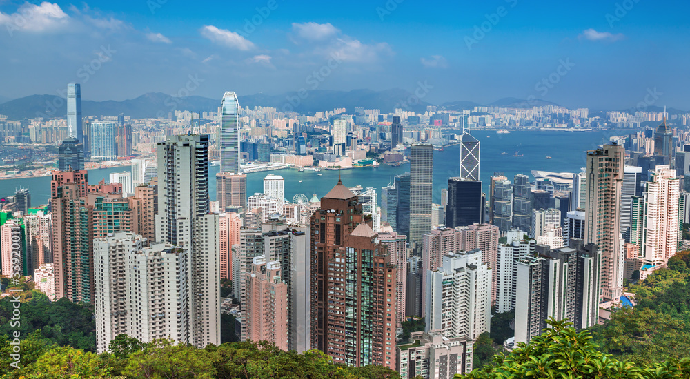 Fototapeta premium Hong Kong city, amezing skyline from Victoria peak, China