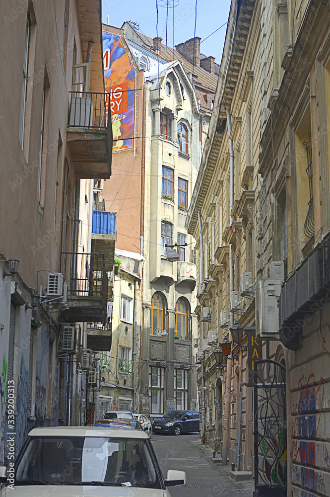 Historic narrow street in lviv