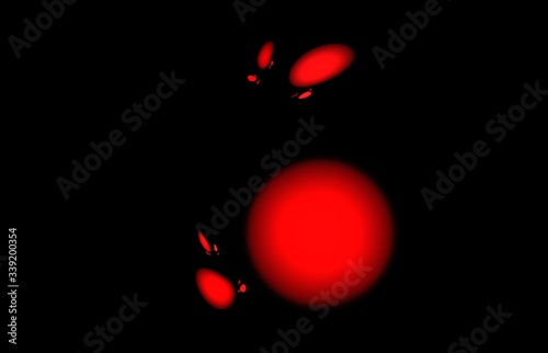 Black red black abstract fractal in modern style on black background. Abstract geometric paper background