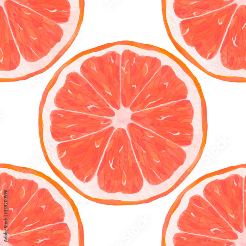 Watercolor grapefruit fruit seamless pattern