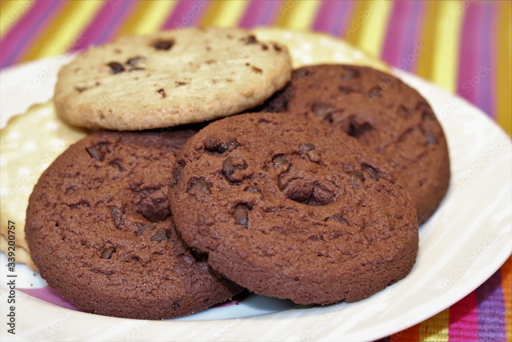 Delicious cookies with drops of dark chocolate. Delicious cookies with drops of dark chocolate.
