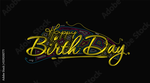 Happy Birthday text made of handwriting vector design element. 